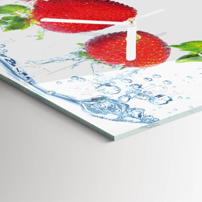 Glass wall clock square Strawberries