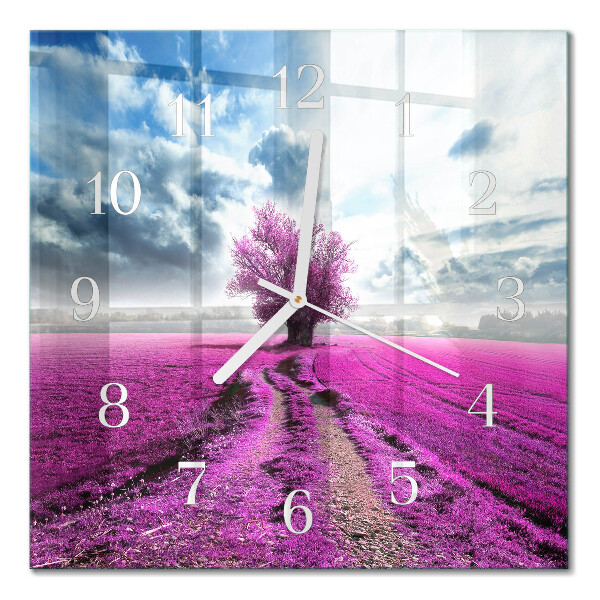 Glass wall clock square Field