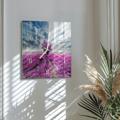 Glass wall clock square Field