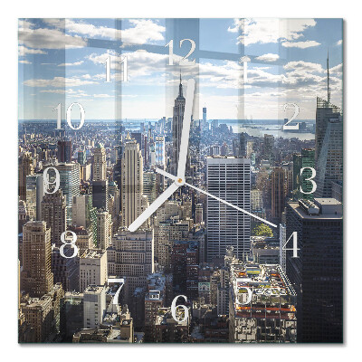 Glass wall clock square City