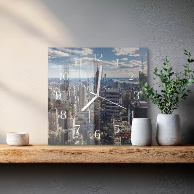 Glass wall clock square City