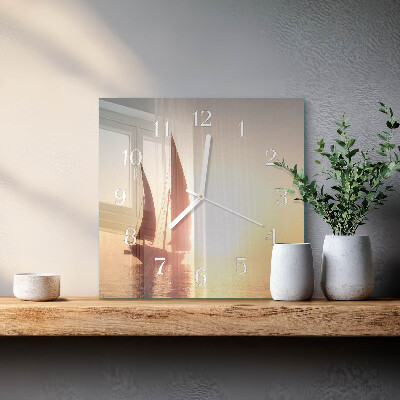 Square wall clock Sailboat