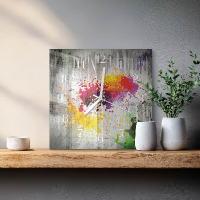 Glass wall clock square Stains