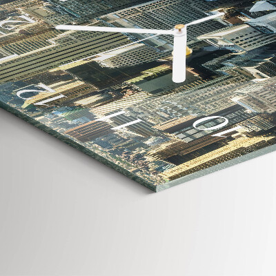 Glass wall clock square Horizon
