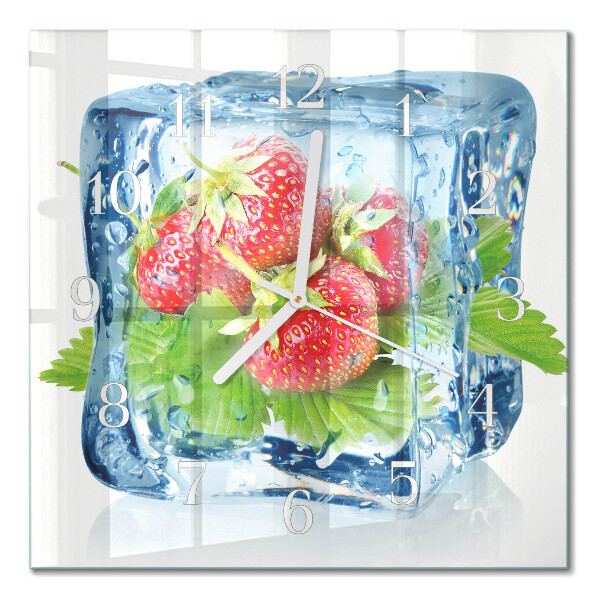Glass clock square Strawberry ice cream