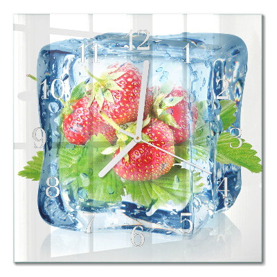 Glass clock square Strawberry ice cream