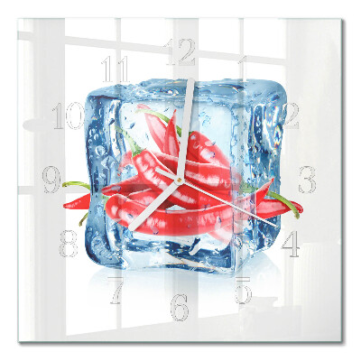 Glass wall clock square Chili with ice cream