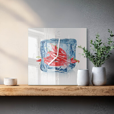 Glass wall clock square Chili with ice cream