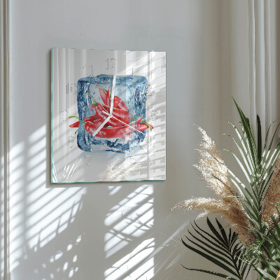 Glass wall clock square Chili with ice cream