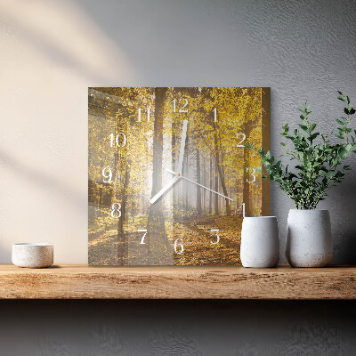 Square kitchen clock Autumn in the forest