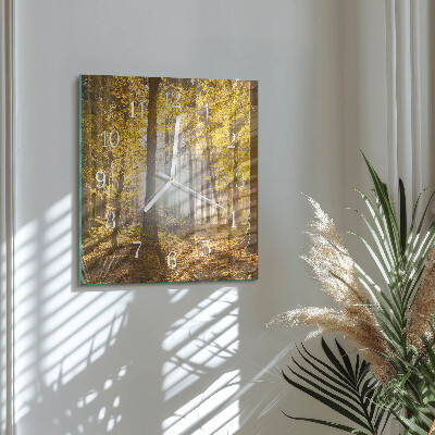 Square kitchen clock Autumn in the forest
