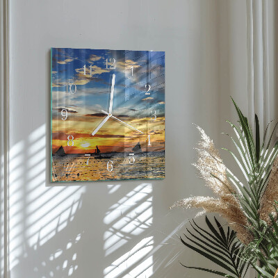 Square wall clock Sunset