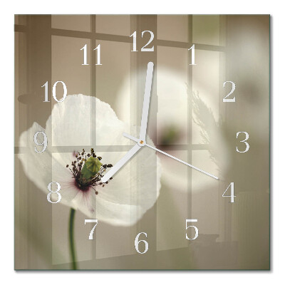 Glass wall clock square Poppy