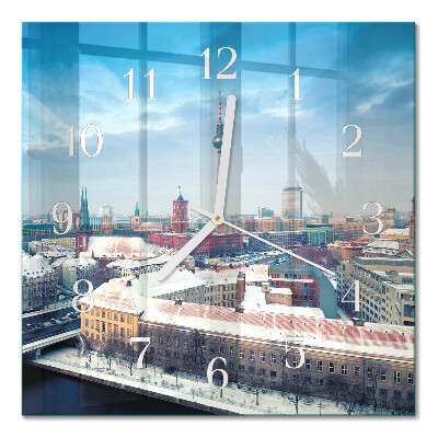Glass clock square Winter city
