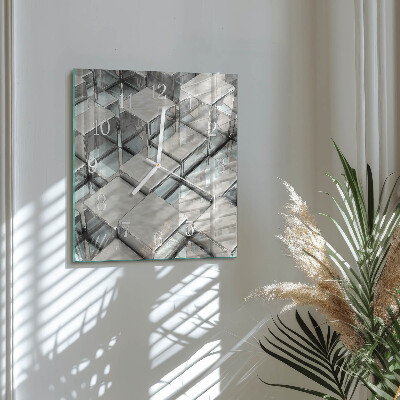 Glass wall clock square Dice
