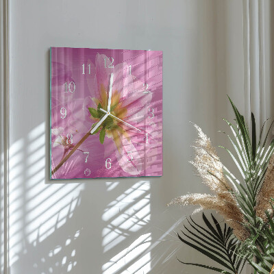 Glass clock square Flower