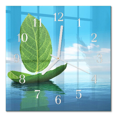 Square kitchen clock Leaves