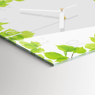 Glass wall clock square Leaves