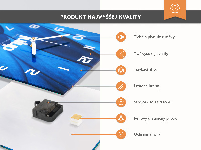 Glass clock square Rose