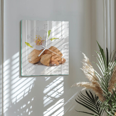 Glass wall clock square Almonds