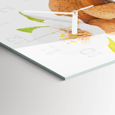 Glass wall clock square Almonds