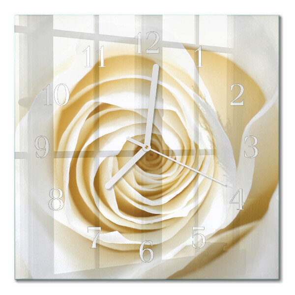 Glass clock square Rose