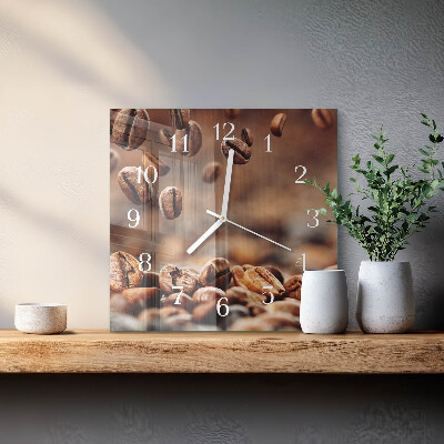 Glass wall clock square Coffee beans