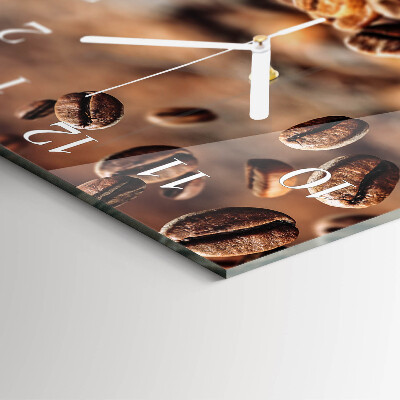 Glass wall clock square Coffee beans