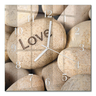 Glass wall clock square Stones