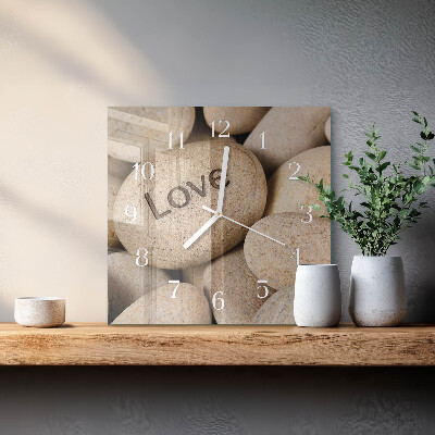 Glass wall clock square Stones