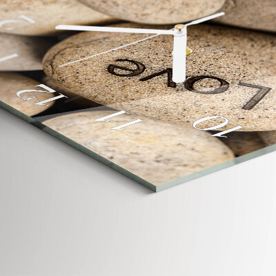 Glass wall clock square Stones