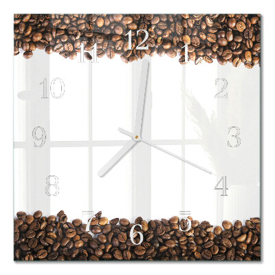 Glass clock square Coffee beans