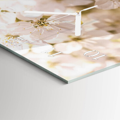 Glass wall clock square Flowers
