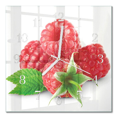 Glass wall clock square Raspberries