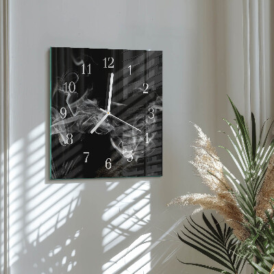 Glass wall clock square Smoke