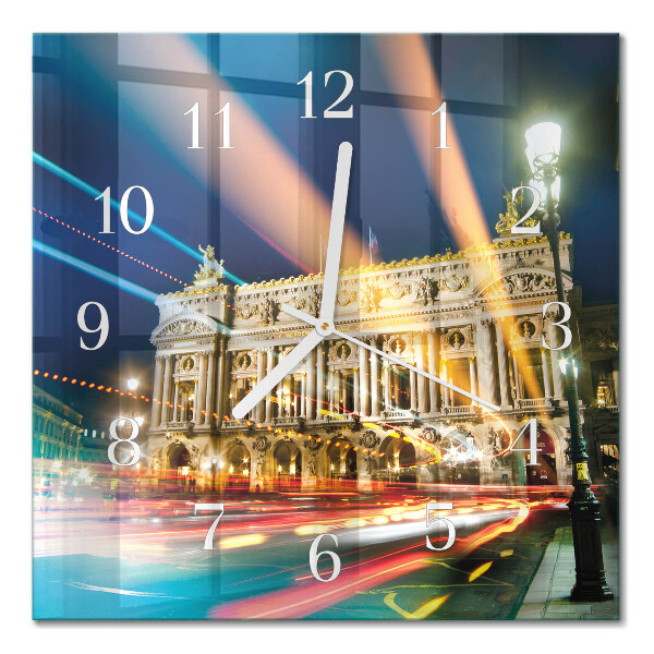 Glass wall clock square Light