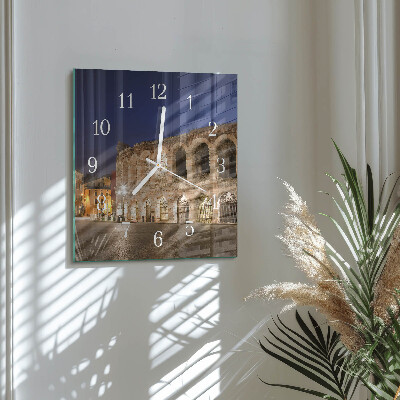 Glass wall clock square Night light