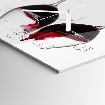 Glass clock square Wine