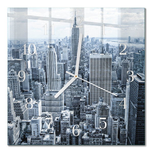 Glass wall clock square City