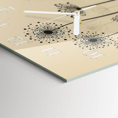 Glass wall clock square Flowers