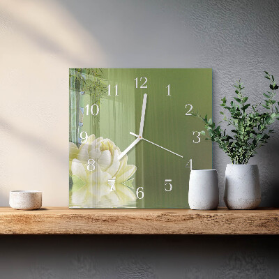 Glass wall clock square Lily