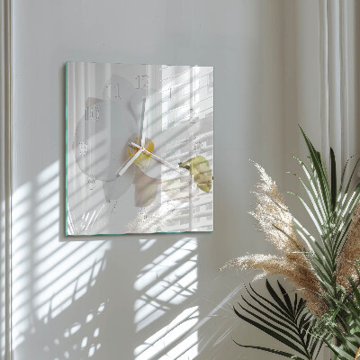 Glass wall clock square Orchid