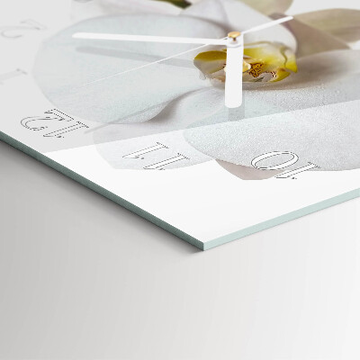 Glass wall clock square Orchid
