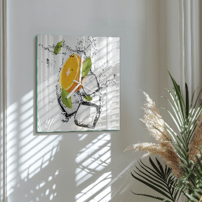 Glass wall clock square Ice