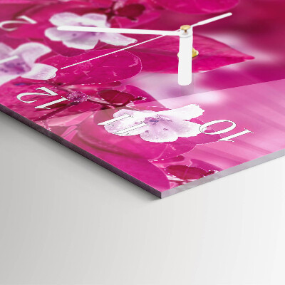Glass clock square Flowers