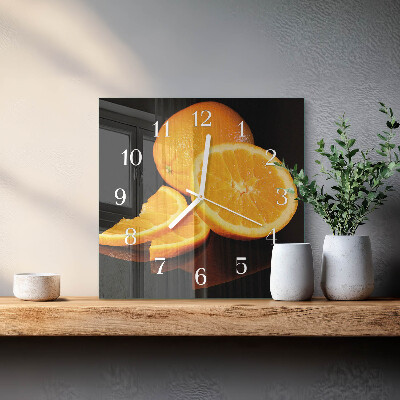 Glass wall clock square Oranges