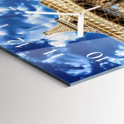 Glass wall clock square Eiffel tower