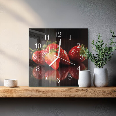 Square kitchen clock Strawberries