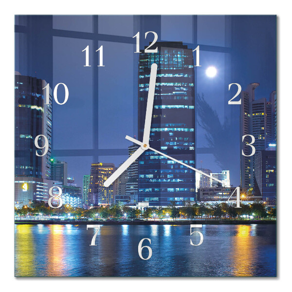 Square kitchen clock Night city