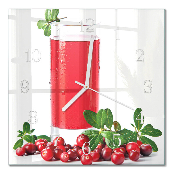 Glass wall clock square Cranberries